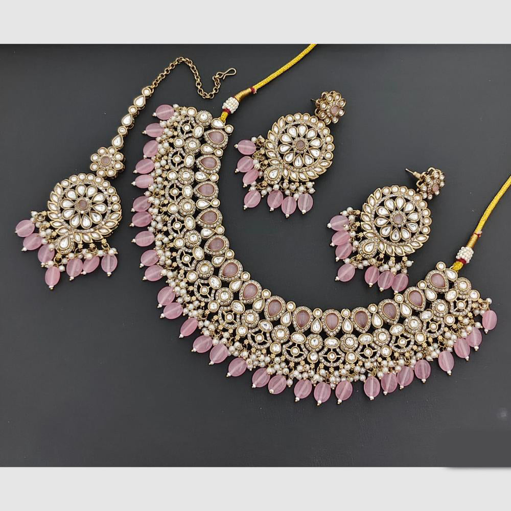 Rajwadi Collection Designer Pota Stone Pearl And Beads Necklace Set