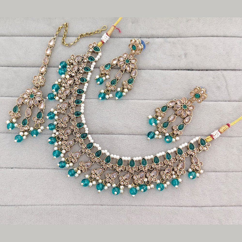 Rajwadi Collection Designer Pota Stone Pearl And Beads Necklace Set
