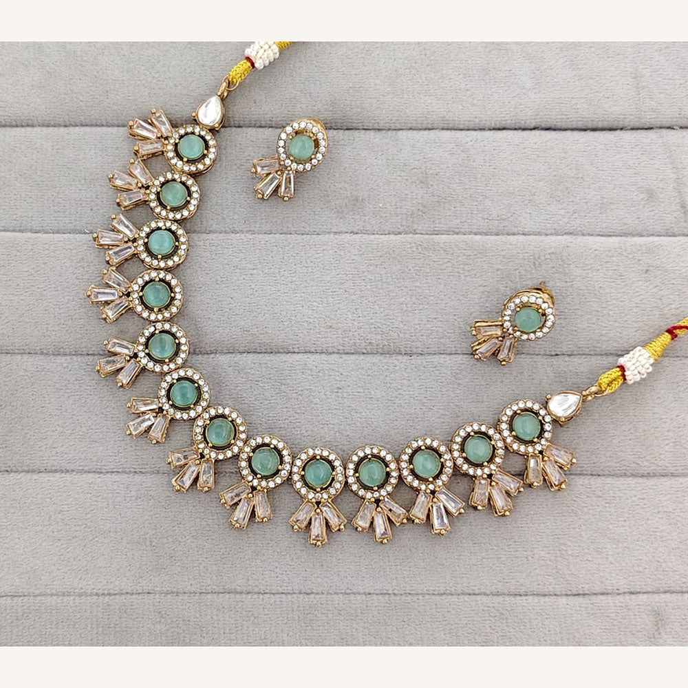 Rajwadi Collection Royal Pota And Crystal Stone Statement Necklace Set