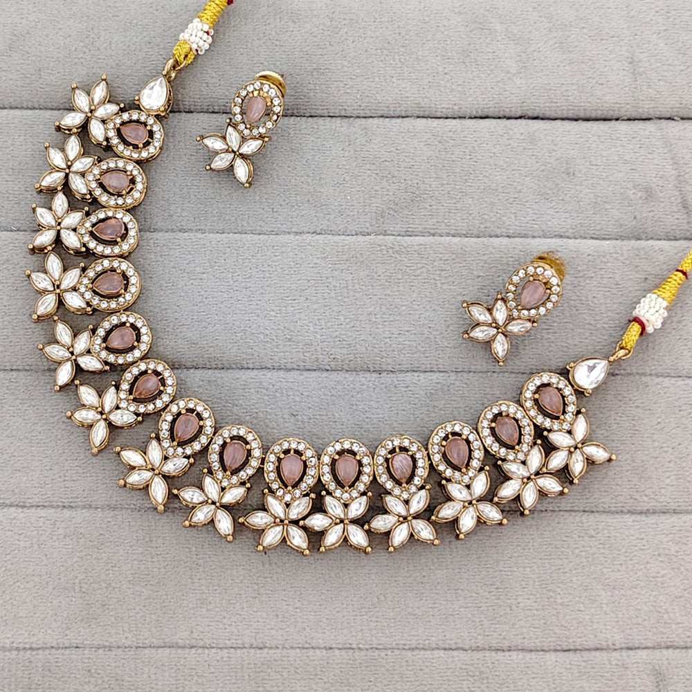 Rajwadi Collection Royal Pota And Crystal Stone Statement Necklace Set