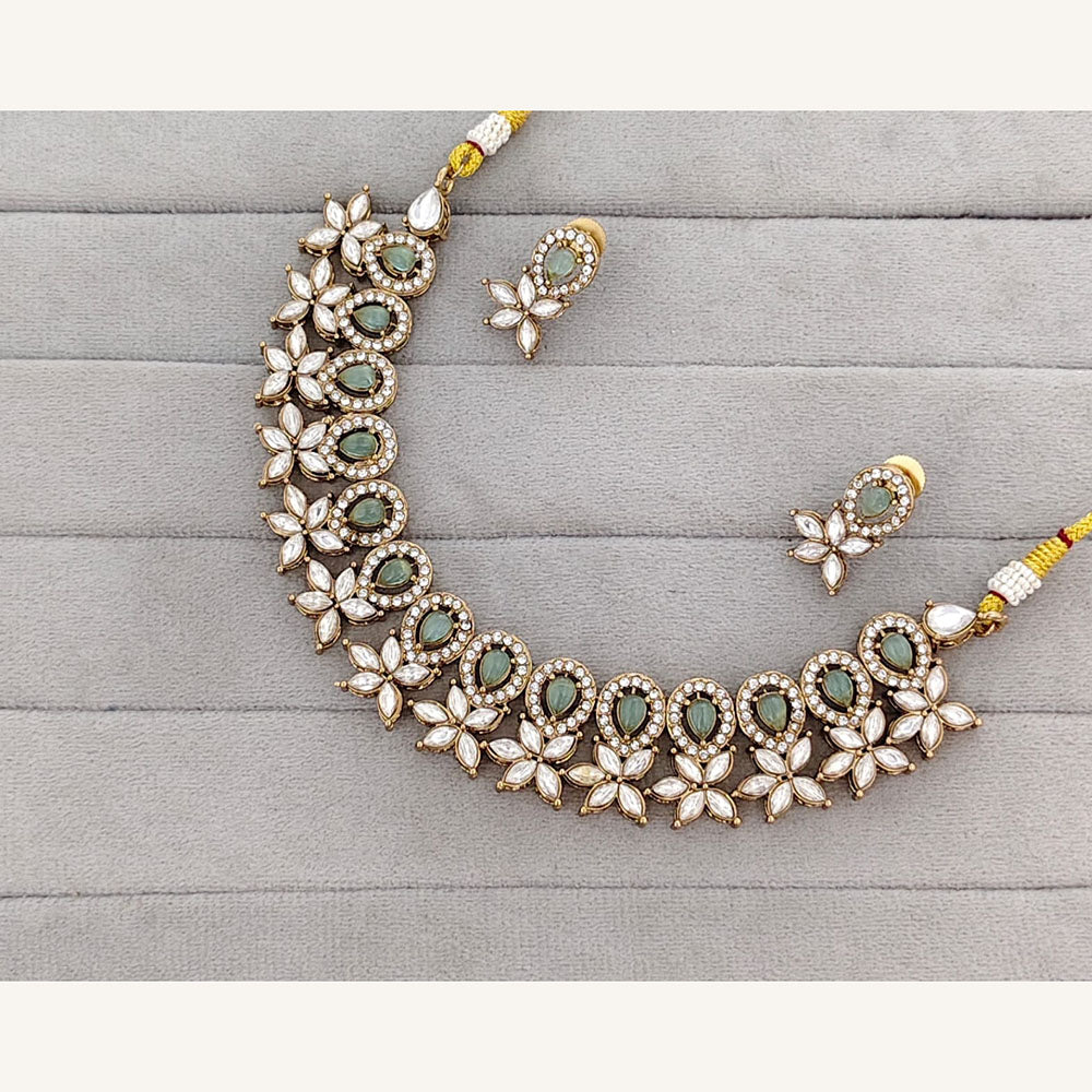Rajwadi Collection Royal Pota And Crystal Stone Statement Necklace Set