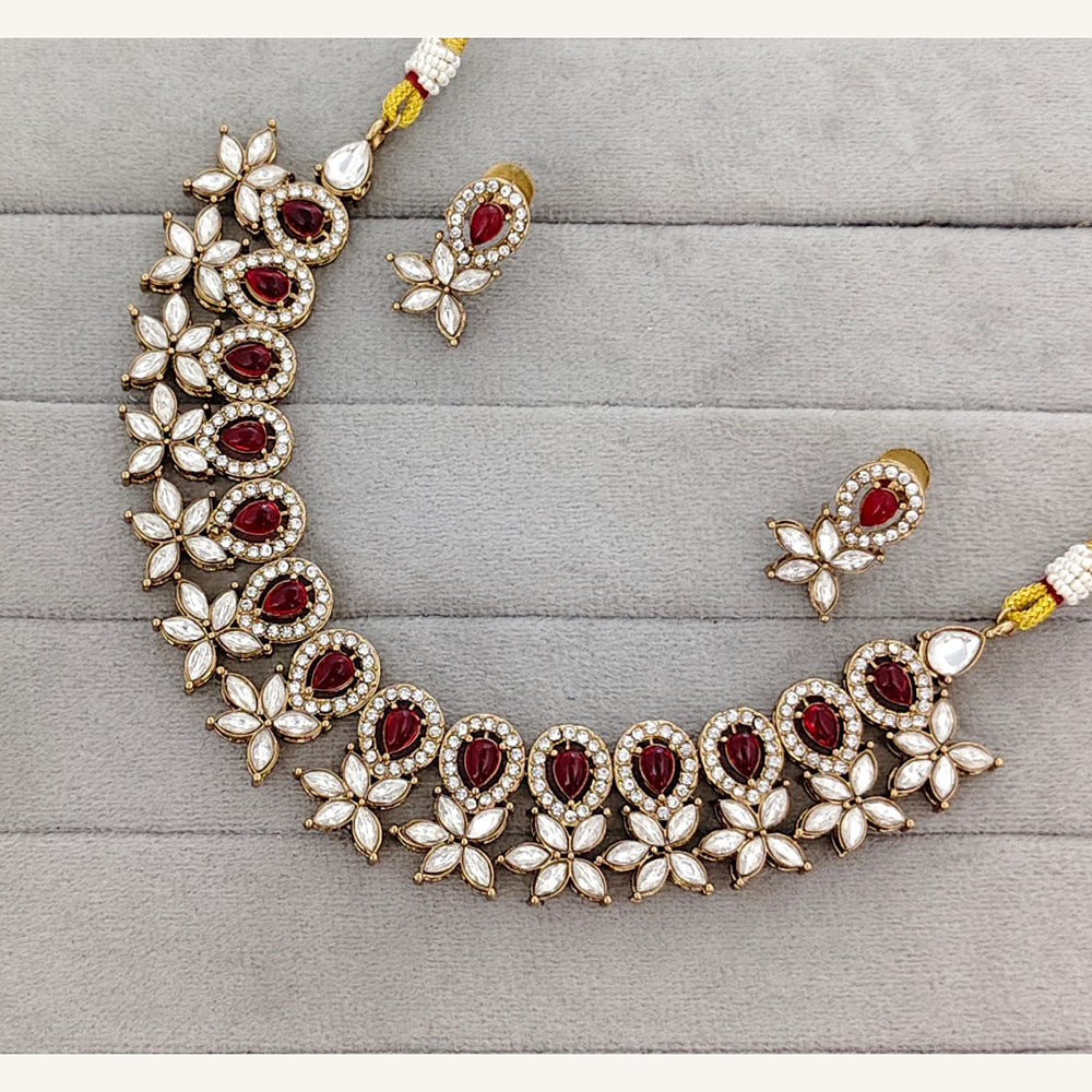 Rajwadi Collection Royal Pota And Crystal Stone Statement Necklace Set