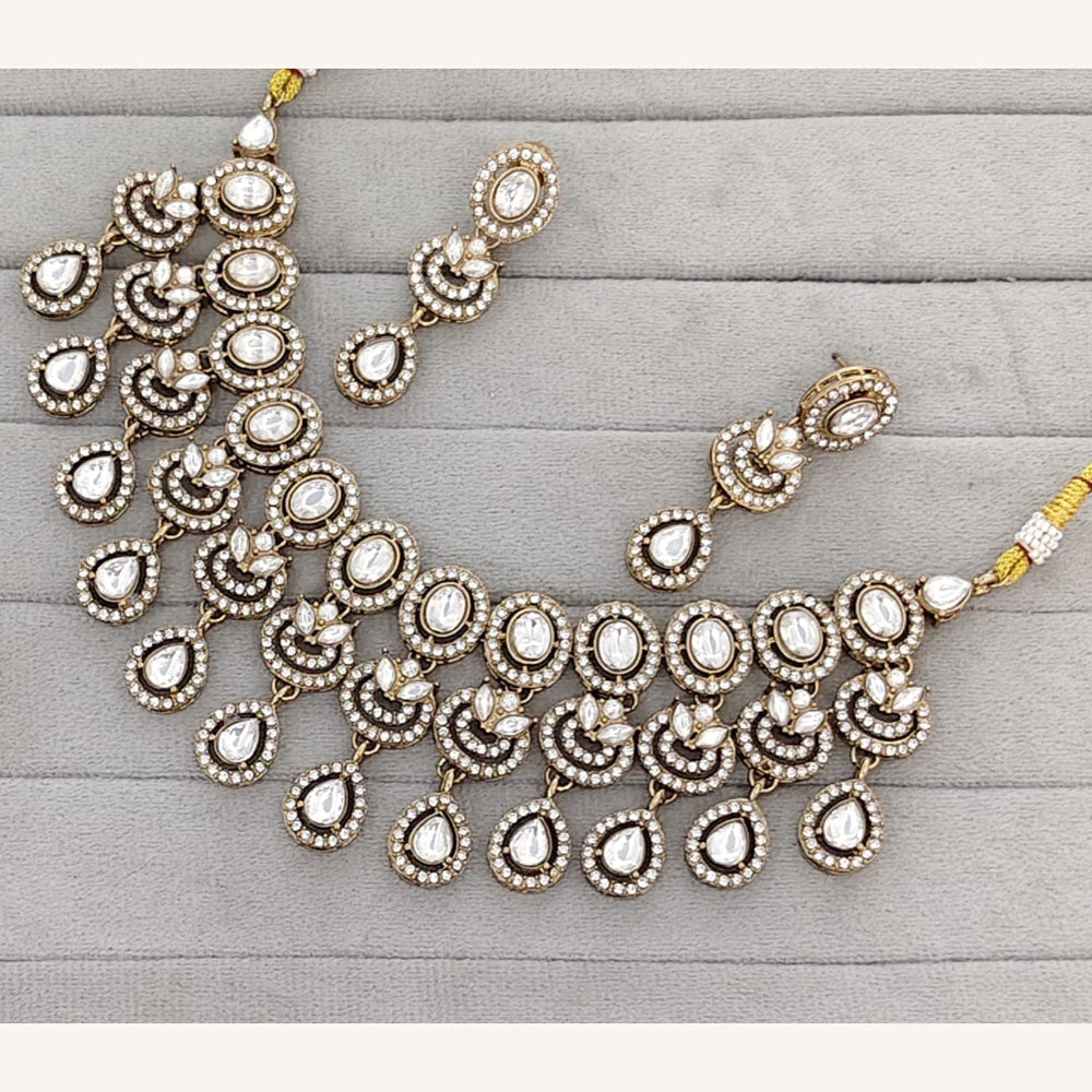 Rajwadi Collection Royal Pota And Crystal Stone Statement Necklace Set