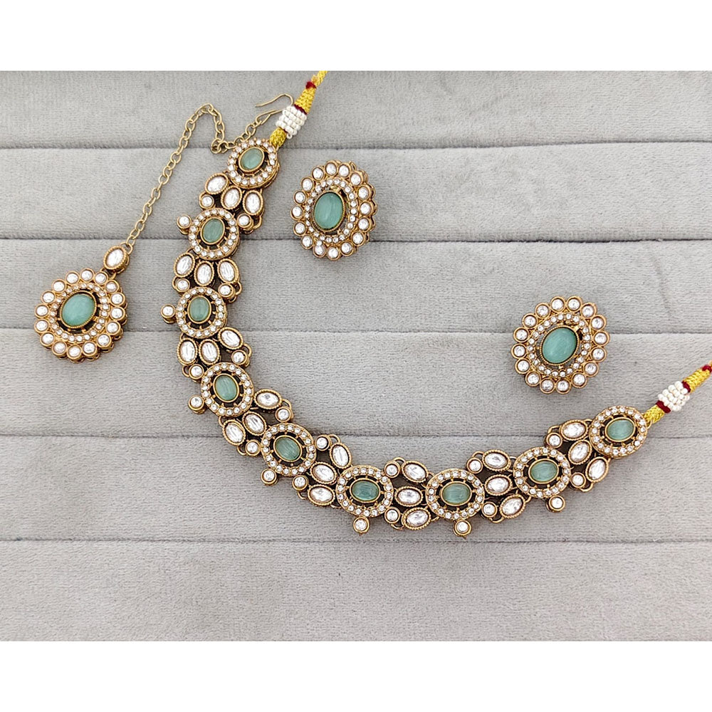 Rajwadi Collection Royal Pota And Crystal Stone Statement Necklace Set