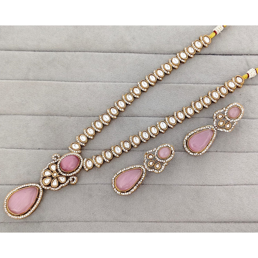 Rajwadi Collection Royal Pota Stone Statement Necklace Set