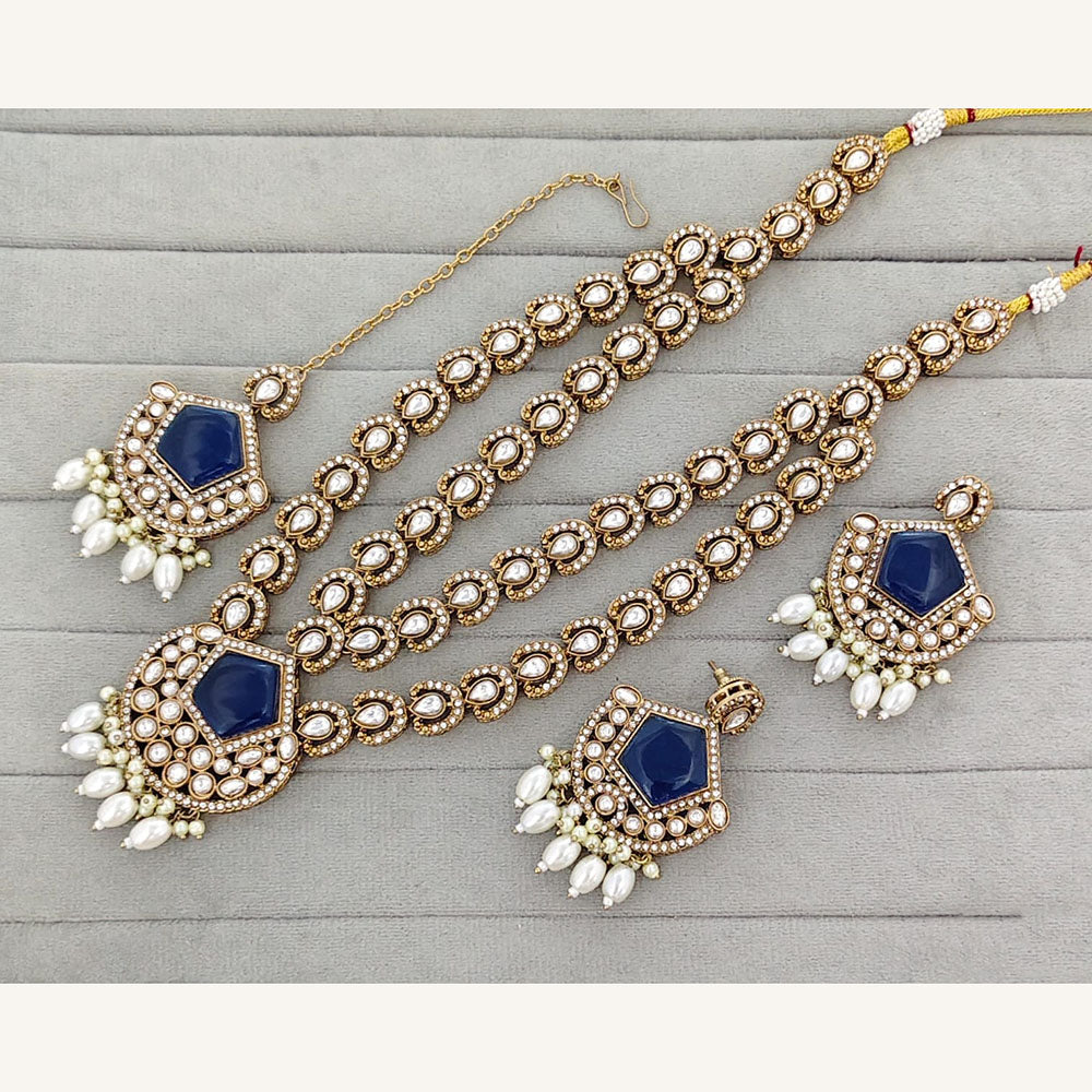 Rajwadi Collection Royal Pota Stone And Pearl Statement Necklace Set