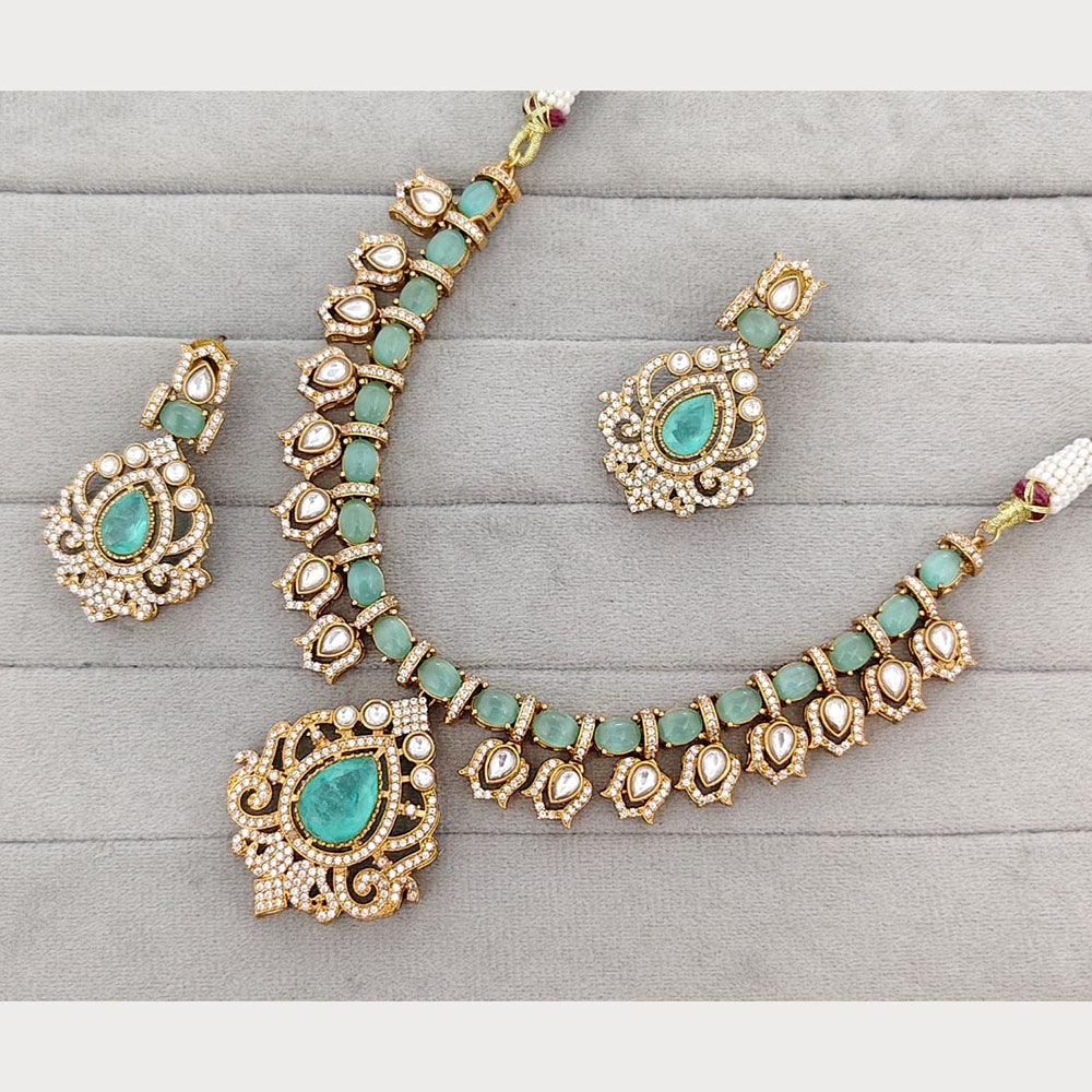 Rajwadi Collection Royal Pota Stone Statement Necklace Set