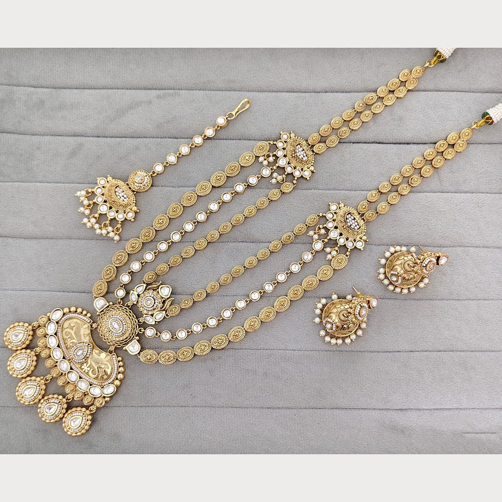 Rajwadi Collection Royal Pota Stone And Pearl Statement Long Necklace Set