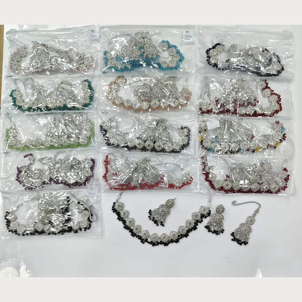 Rajwadi Collection Grand Crystal Stone And Pearl Necklace Set
