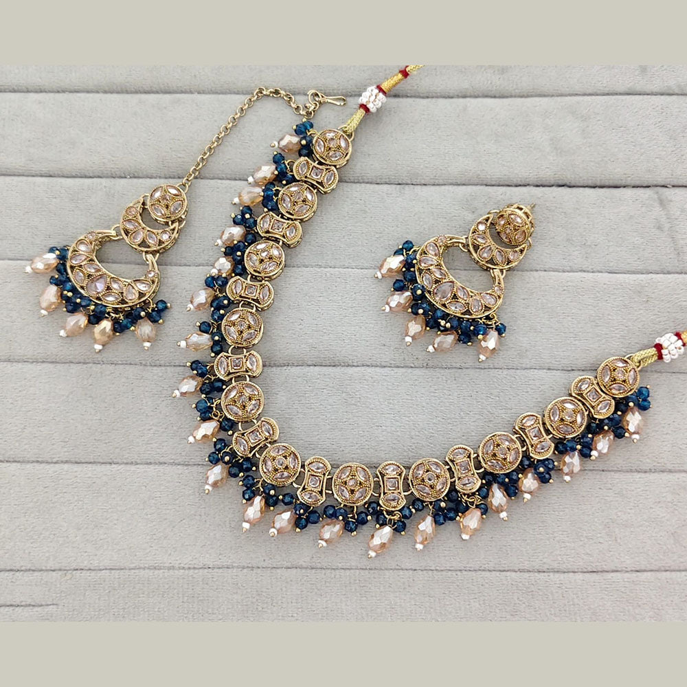 Rajwadi Collection Grand Crystal Stone And Pearl Necklace Set