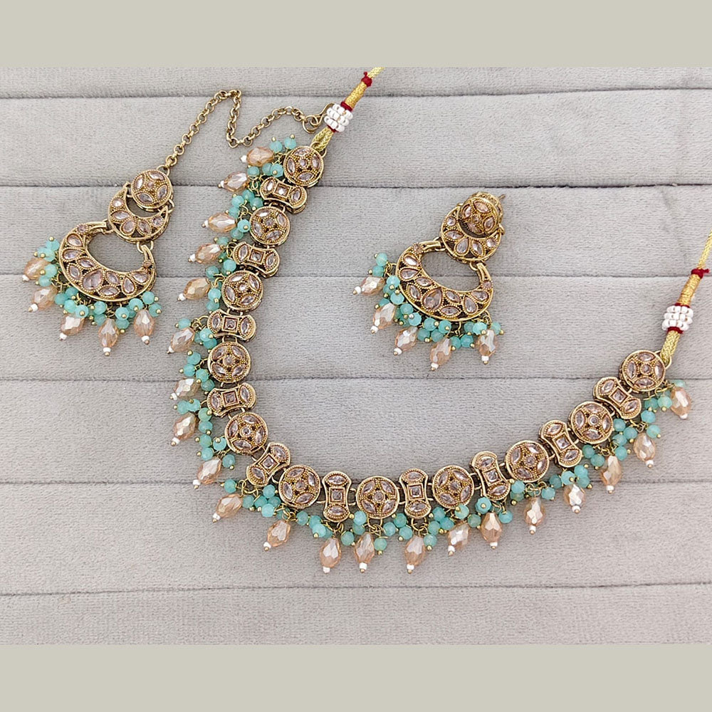 Rajwadi Collection Grand Crystal Stone And Pearl Necklace Set