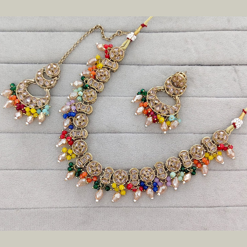 Rajwadi Collection Grand Crystal Stone And Pearl Necklace Set