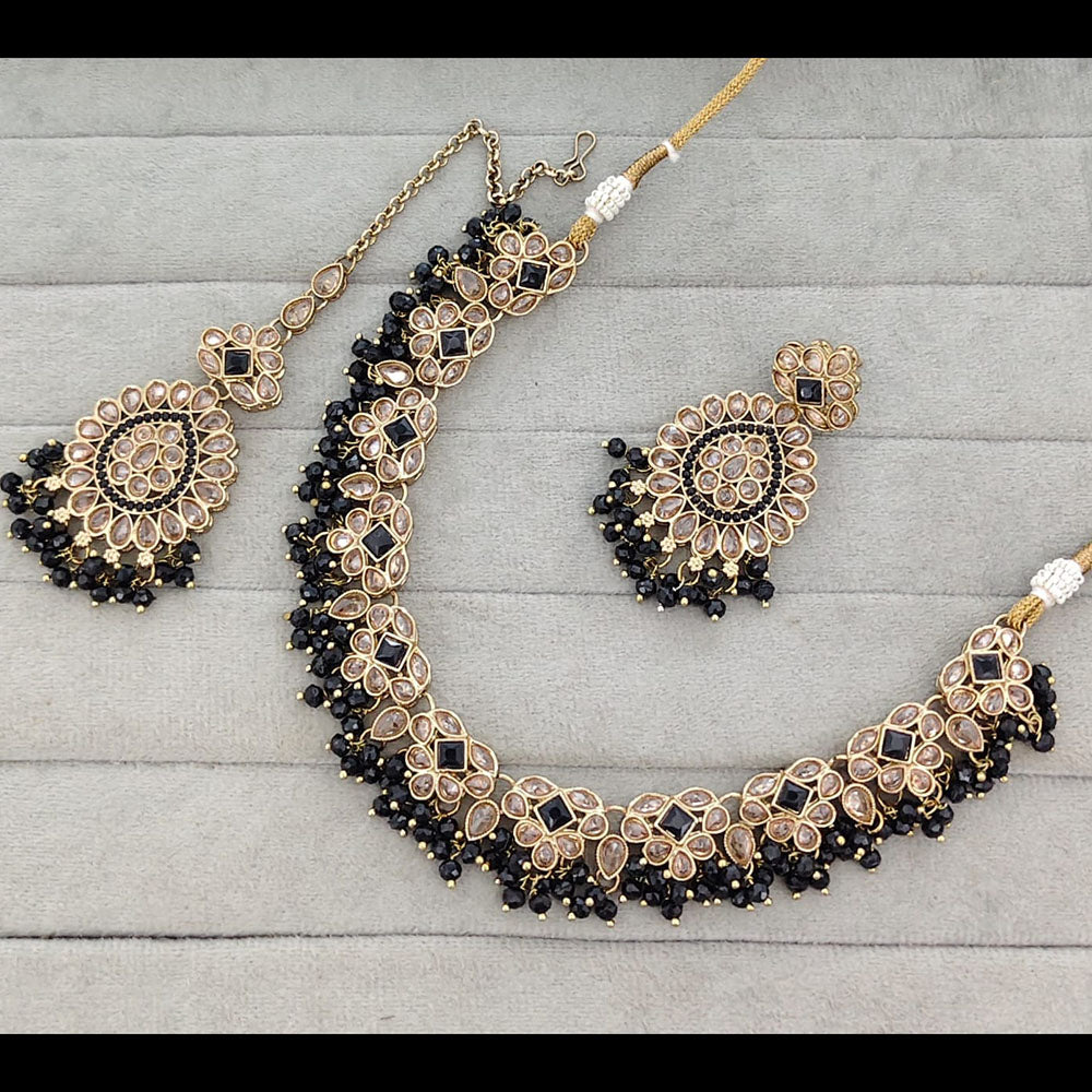 Rajwadi Collection Crystal Stone And Pearl Necklace Set