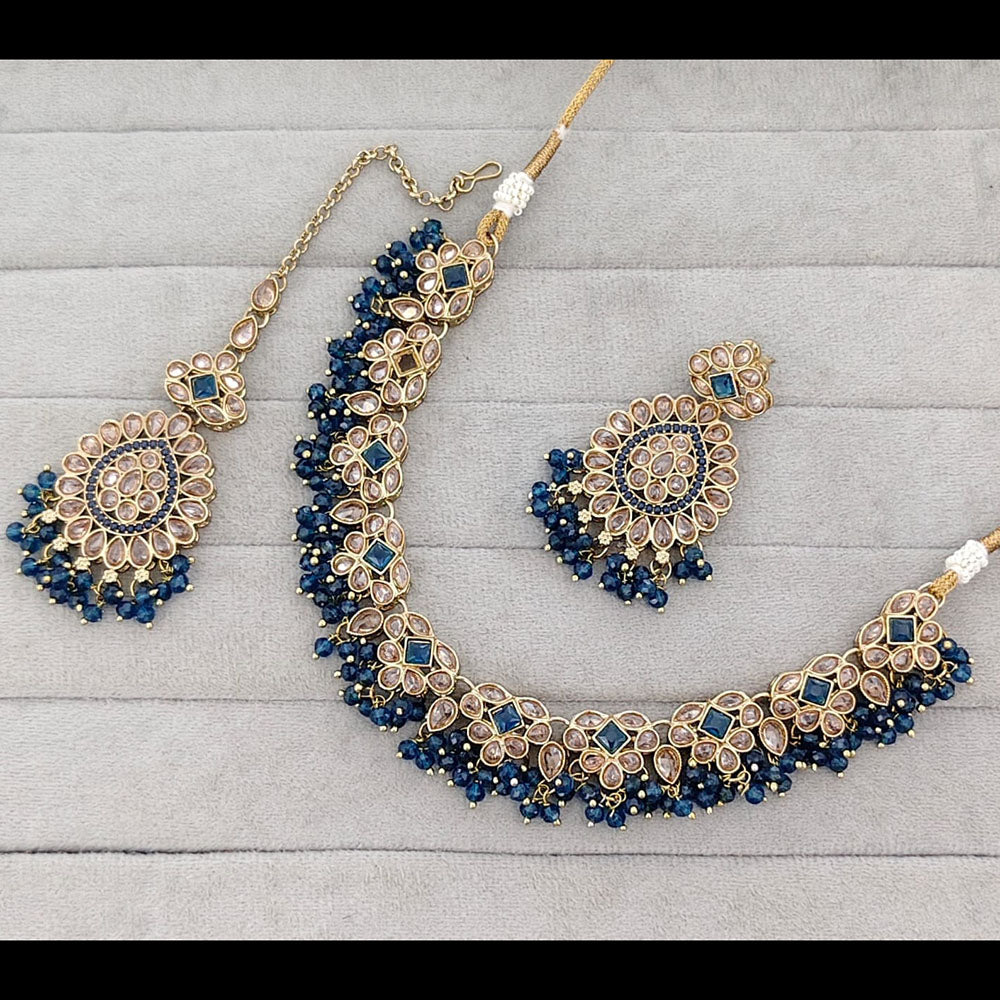 Rajwadi Collection Crystal Stone And Pearl Necklace Set