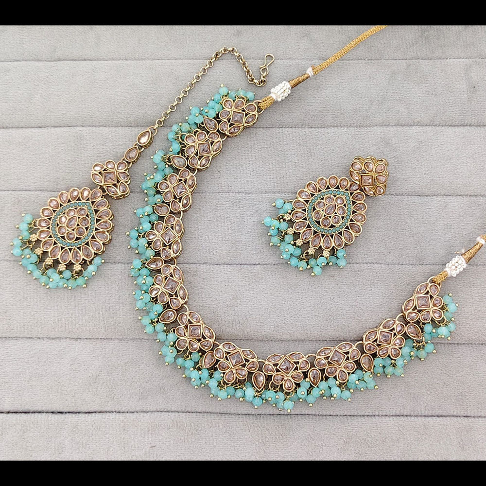 Rajwadi Collection Crystal Stone And Pearl Necklace Set
