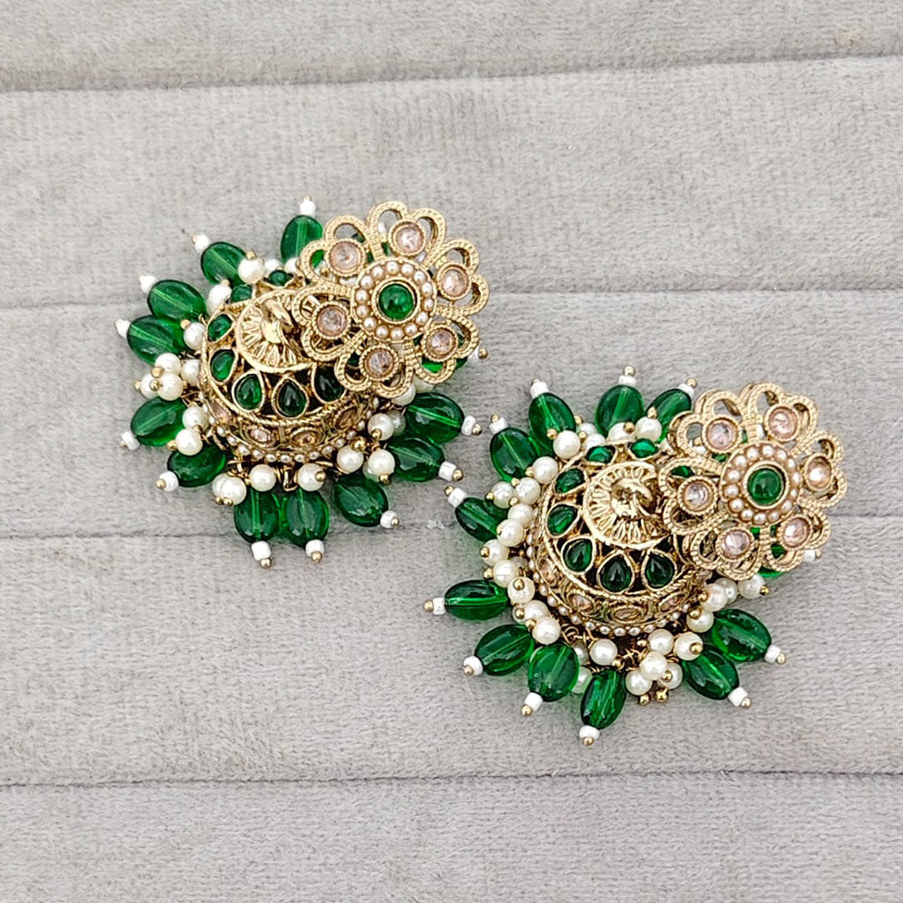 Rajwadi Collection Sparkling Crystal Stone And Beads Jhumki Earrings