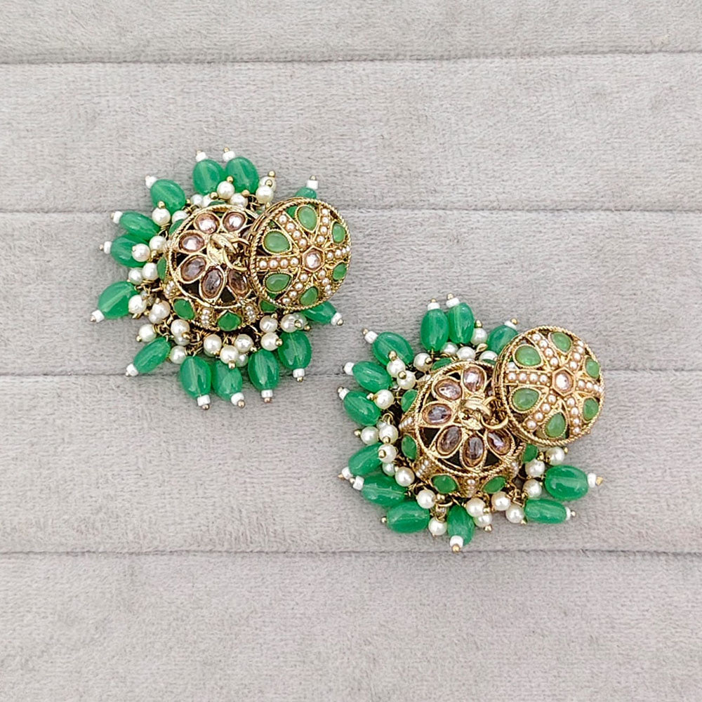 Rajwadi Collection Sparkling Crystal Stone And Beads Jhumki Earrings