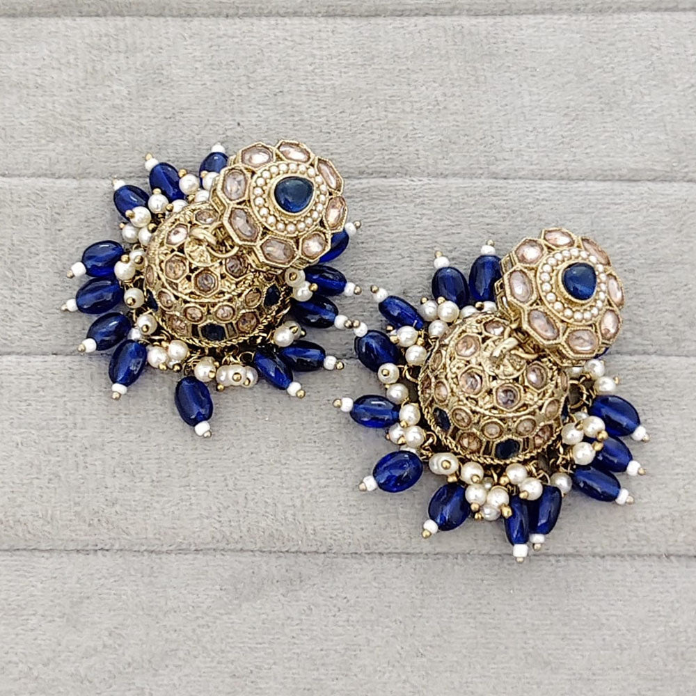 Rajwadi Collection Sparkling Crystal Stone And Beads Jhumki Earrings