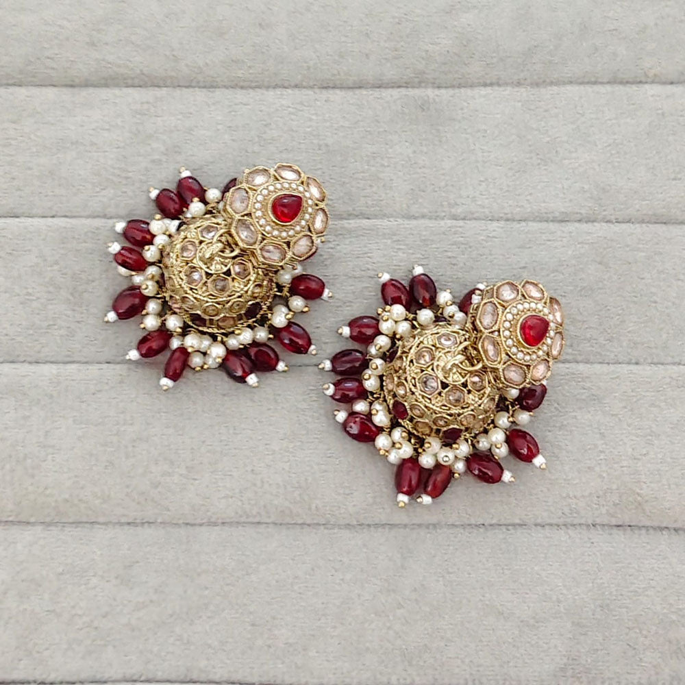 Rajwadi Collection Sparkling Crystal Stone And Beads Jhumki Earrings