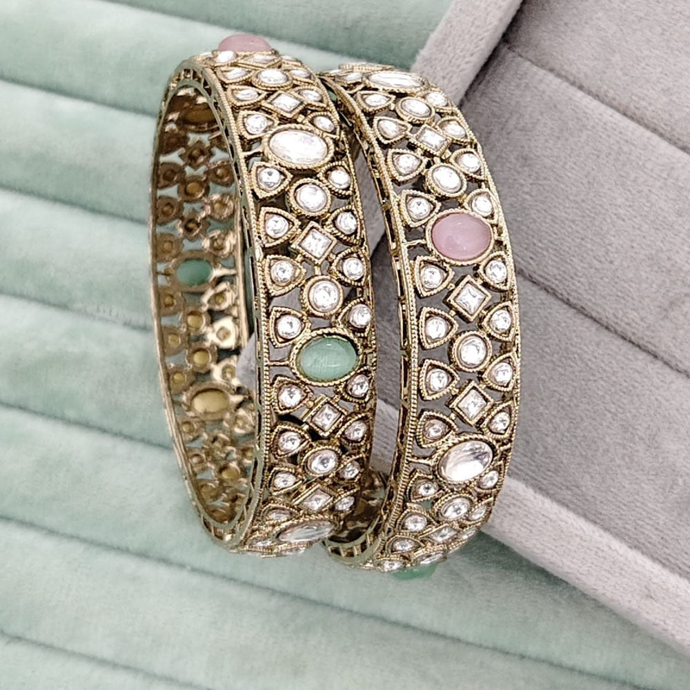 Rajwadi Collection Heritage Pota Stone Bangles Set