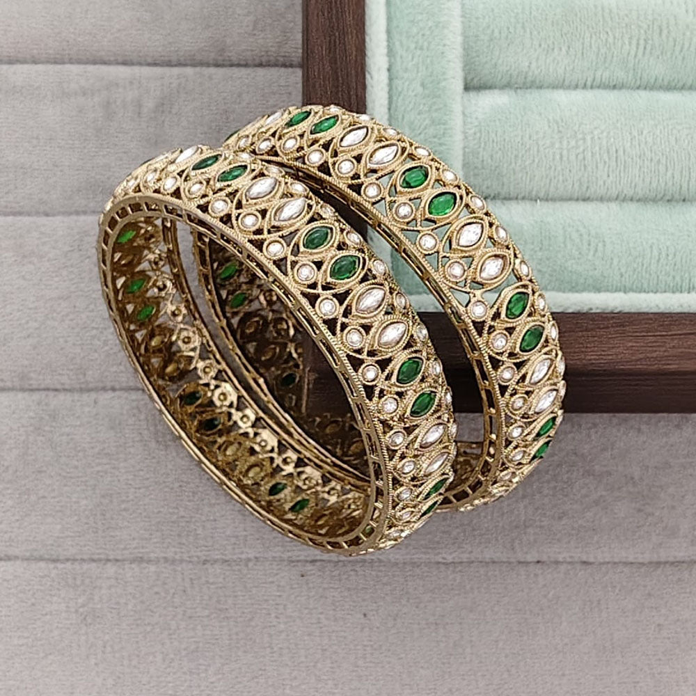 Rajwadi Collection Heritage Pota Stone Bangles Set