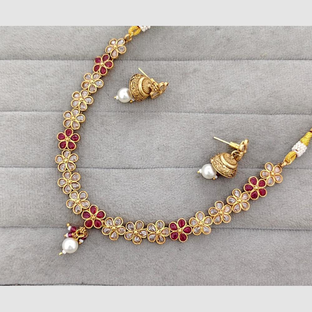 Rajwadi Collection Glam Crystal Stone Beads And Pearl Designer Necklace Set