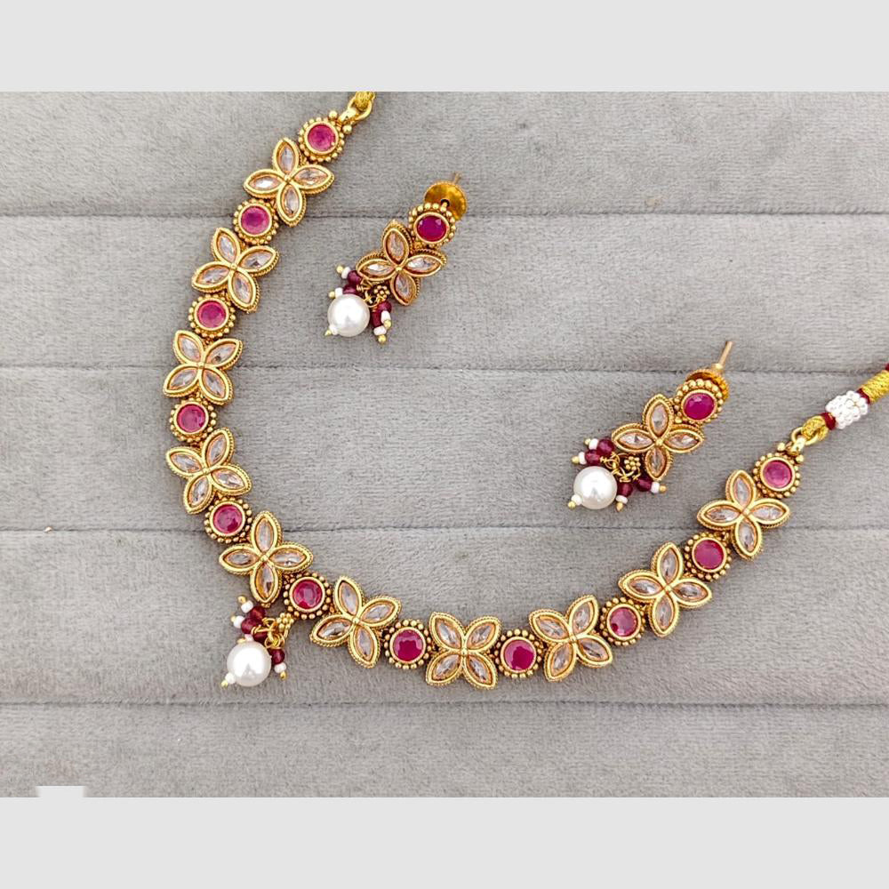 Rajwadi Collection Glam Crystal Stone Beads And Pearl Designer Necklace Set
