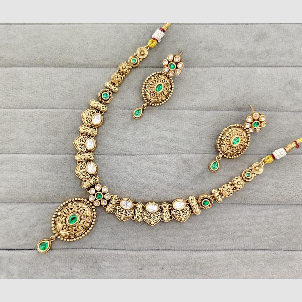 Rajwadi Collection Glam Pota Stone And Polki Kundan Designer Necklace Set