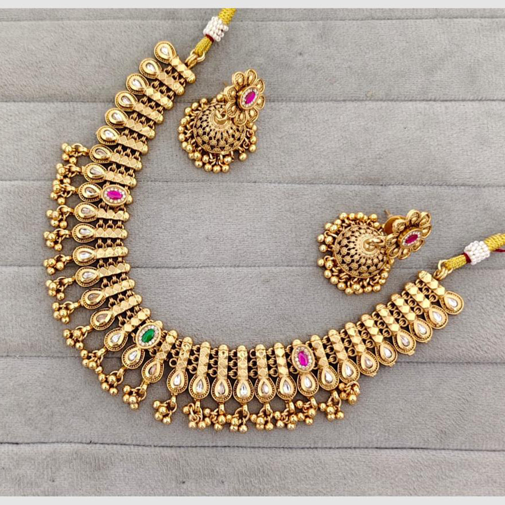 Rajwadi Collection Glam Pota Stone And Pearl Traditional Necklace Set