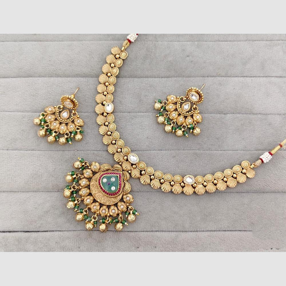 Rajwadi Collection Glam Pota Stone Beads And Pearl Designer Necklace Set