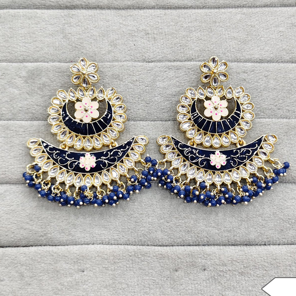 Rajwadi Collection Traditional Kundan Stone And Pearl Meenakari Dangler Earrings