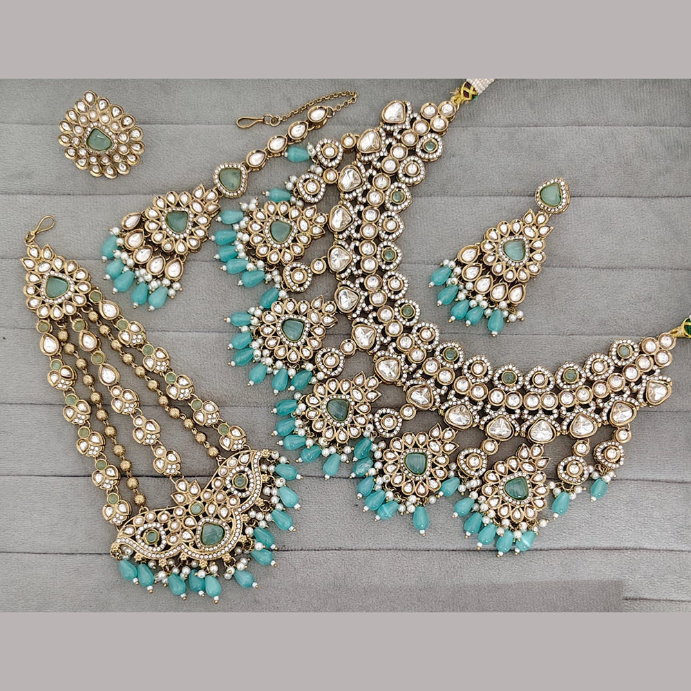 Rajwadi Collection Royal Polki Kundan Beaded Semi Bridal Jewellery Set