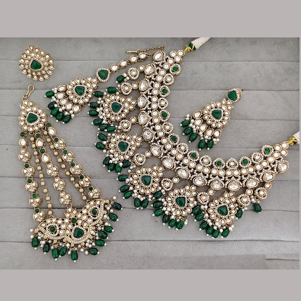 Rajwadi Collection Royal Polki Kundan Beaded Semi Bridal Jewellery Set