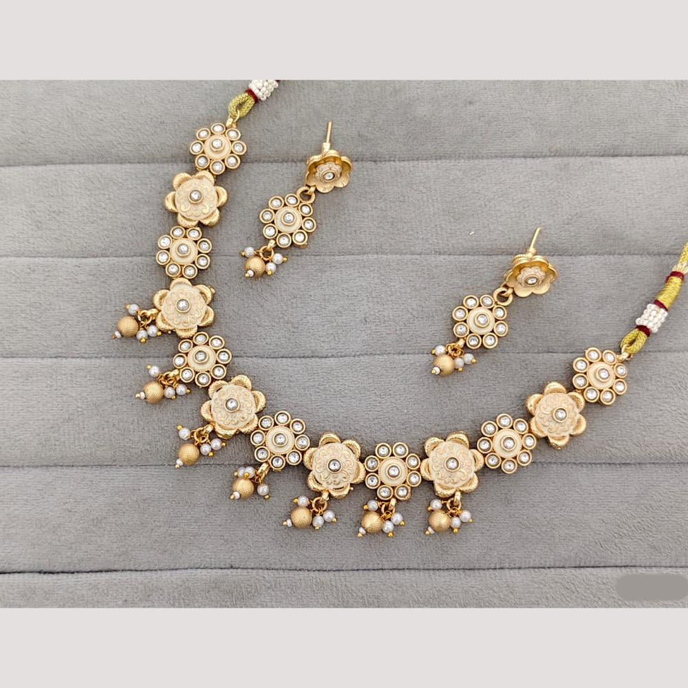 Rajwadi Collection Kundan Stone And Meenakari Gold Plated Necklace Set