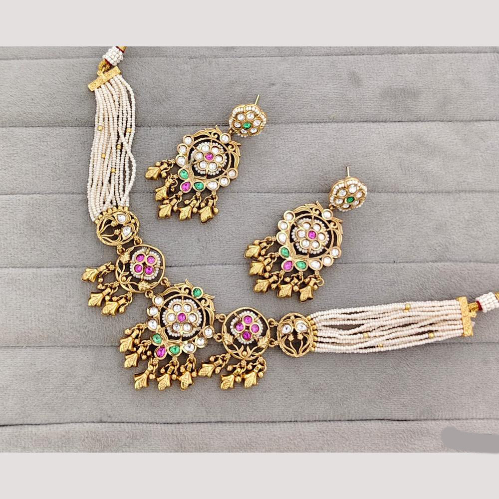 Rajwadi Collection Kundan Stone Gold Plated Necklace Set