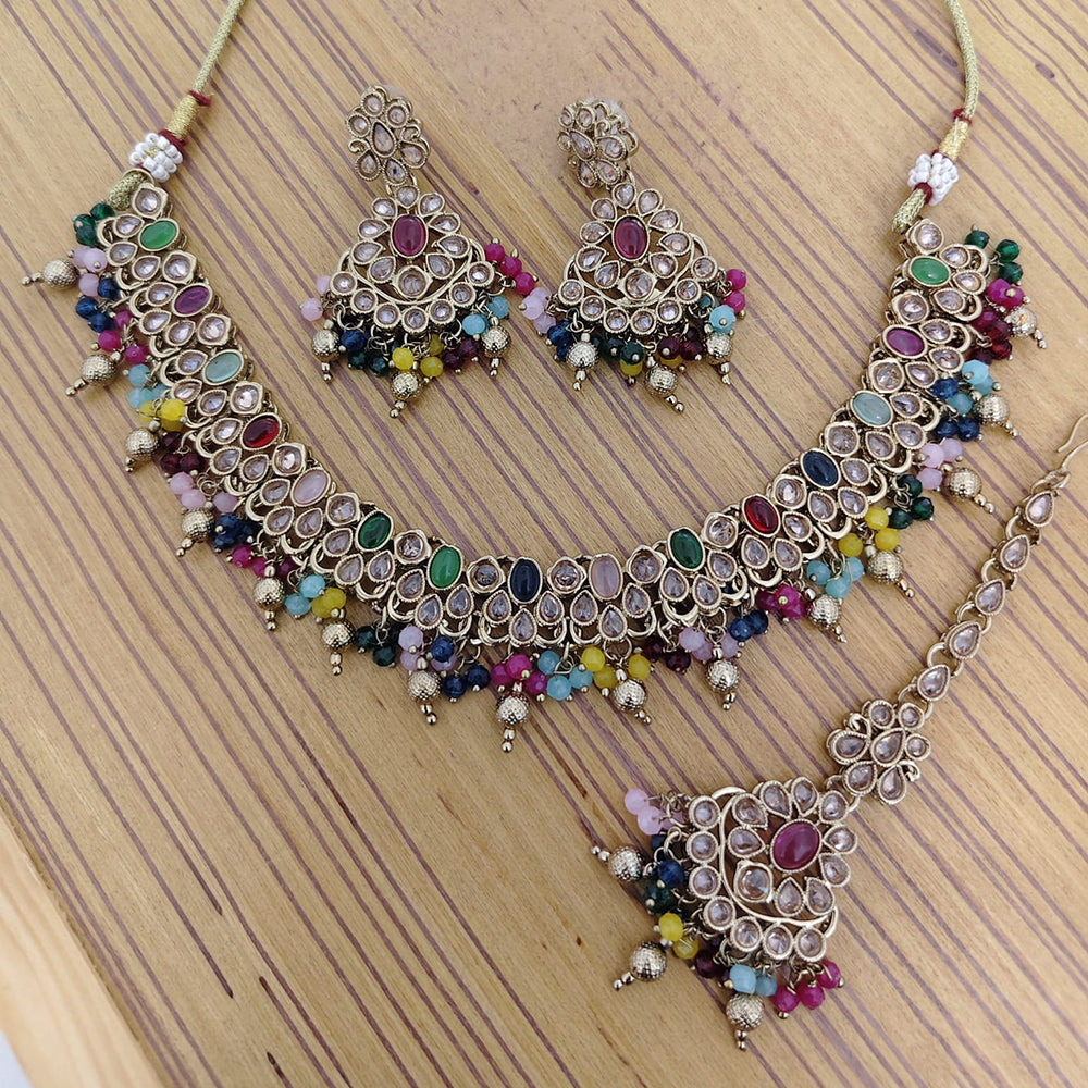 Rajwadi Collection Crystal Stone And Pearl Designer Necklace Set for Women