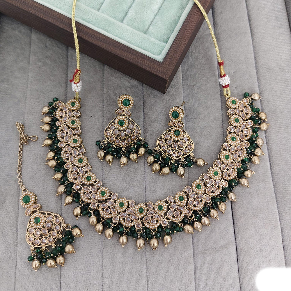 Rajwadi Collection Crystal Stone And Pearl Designer Necklace Set for Women