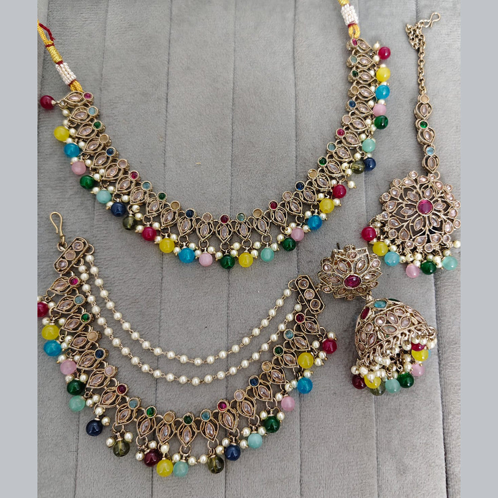 Rajwadi Collection Crystal Stone And Pearl Designer Necklace Set for Women