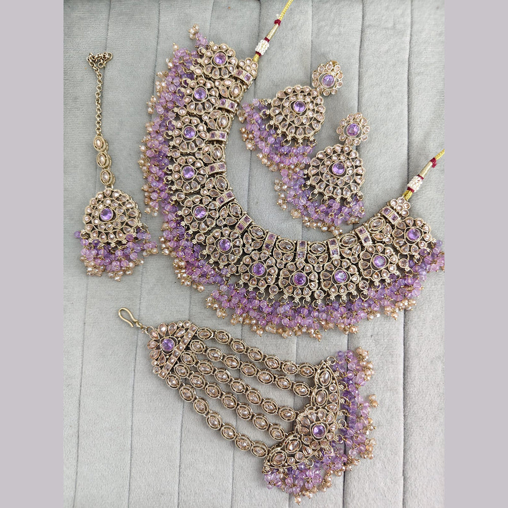 Rajwadi Collection Crystal Stone And Pearl Designer Necklace Set for Women