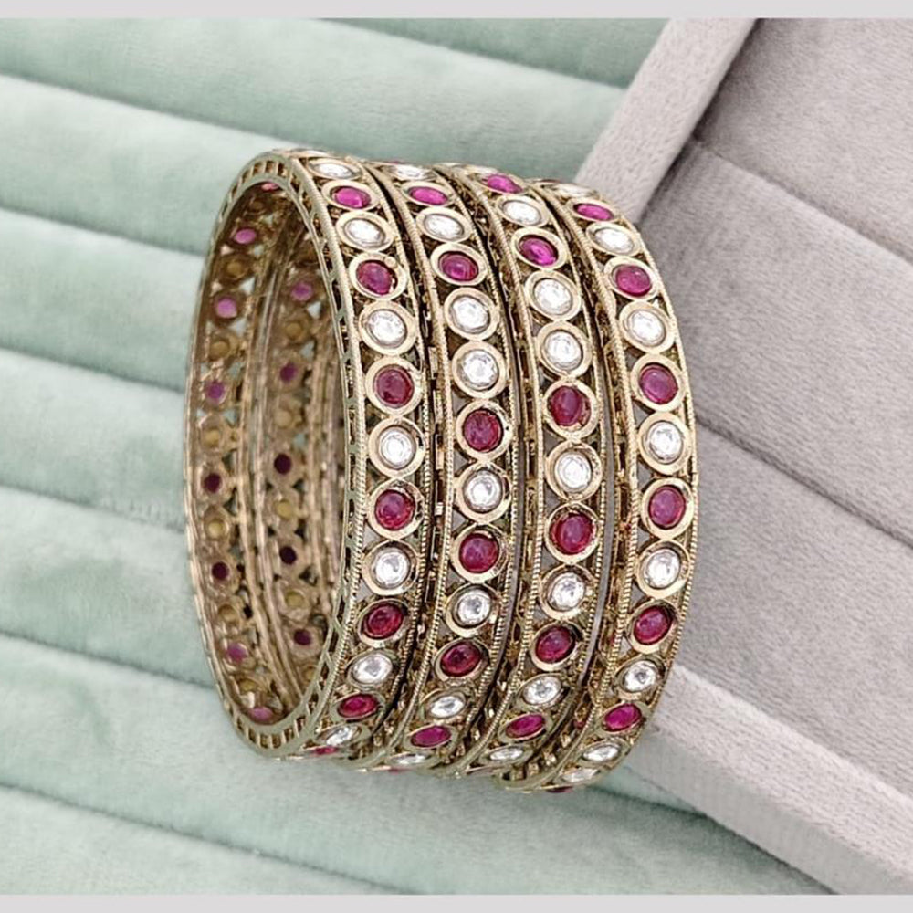 Rajwadi Collection Premium Pota Stone Bangles Set
