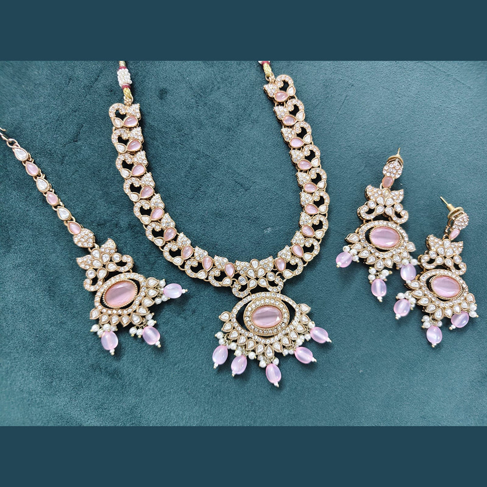 Rajwadi Collection Elegant Pota Stone Pearl And Beads Necklace Set