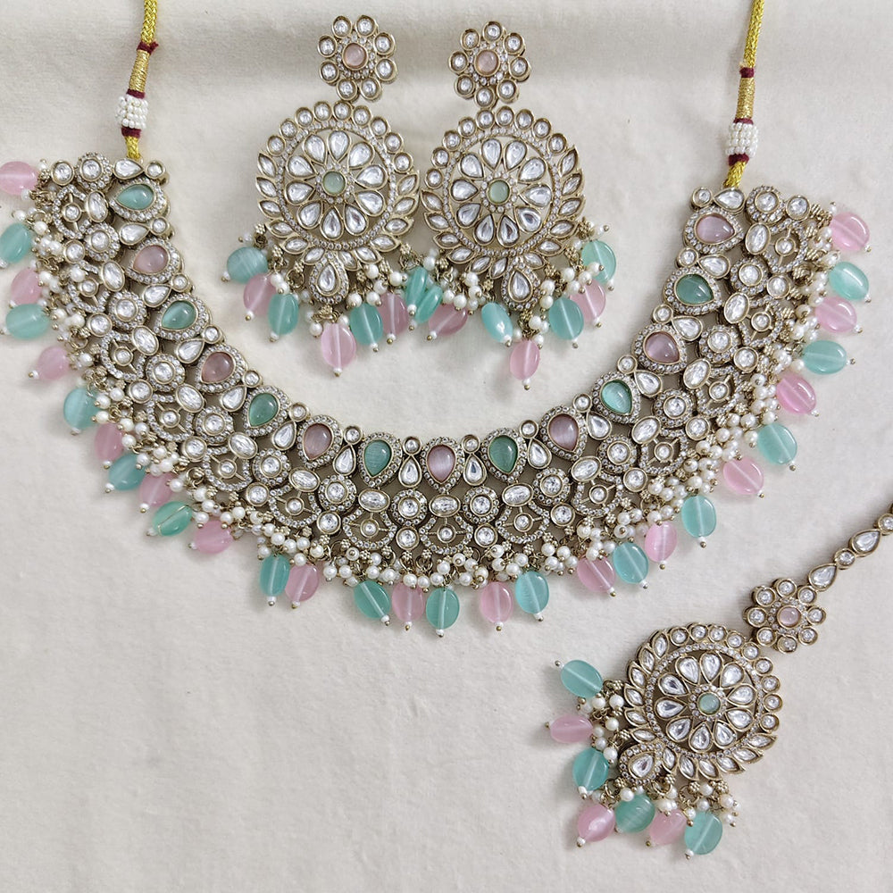 Rajwadi Collection Elegant Pota Stone Pearl And Beads Necklace Set