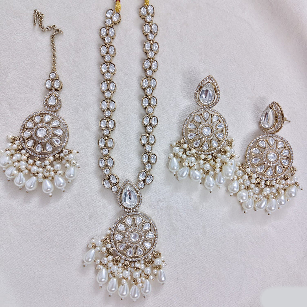 Rajwadi Collection Designer Pota Stone And Austrian Stone Beads Necklace Set
