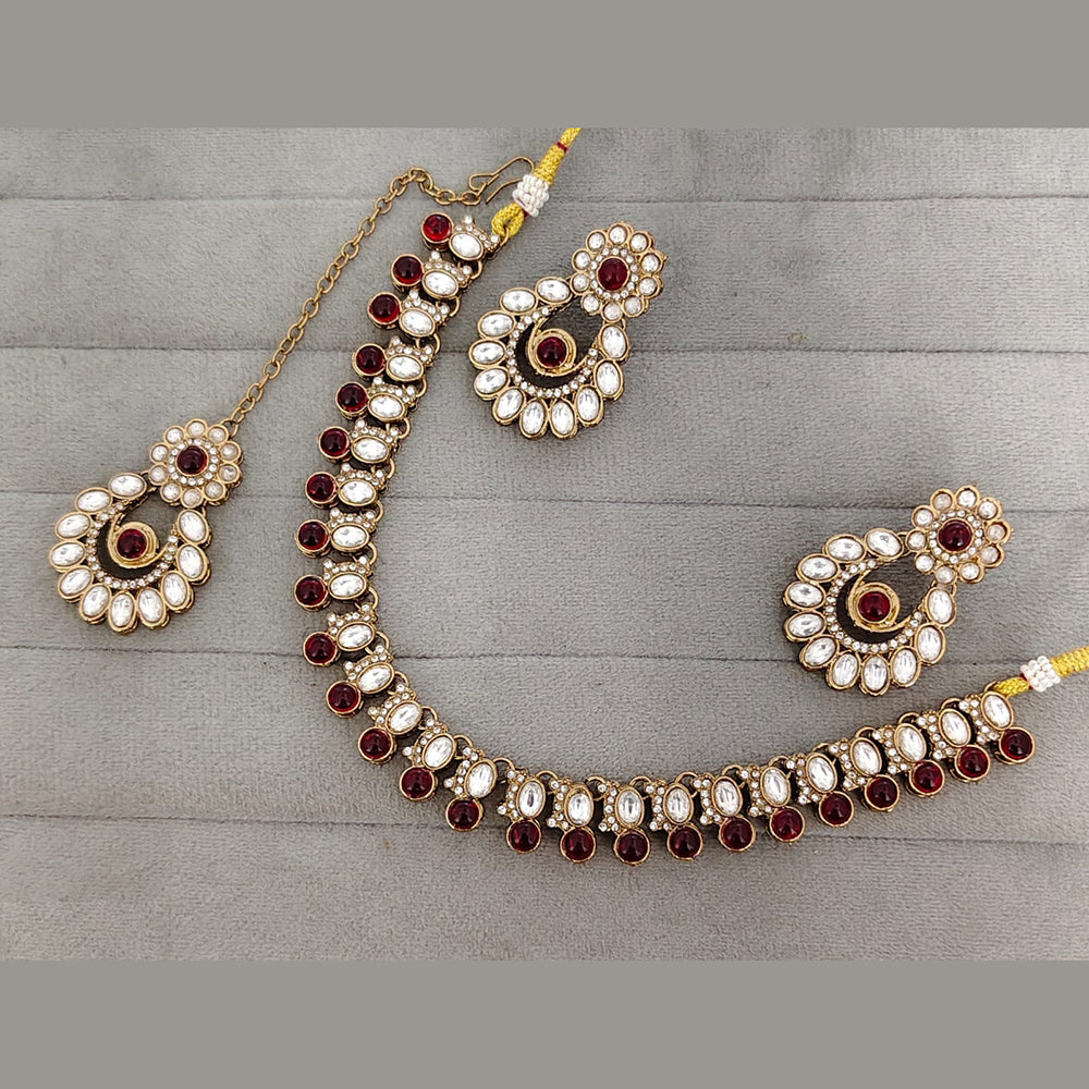 Rajwadi Collection Premium Pota Stone Necklace Set