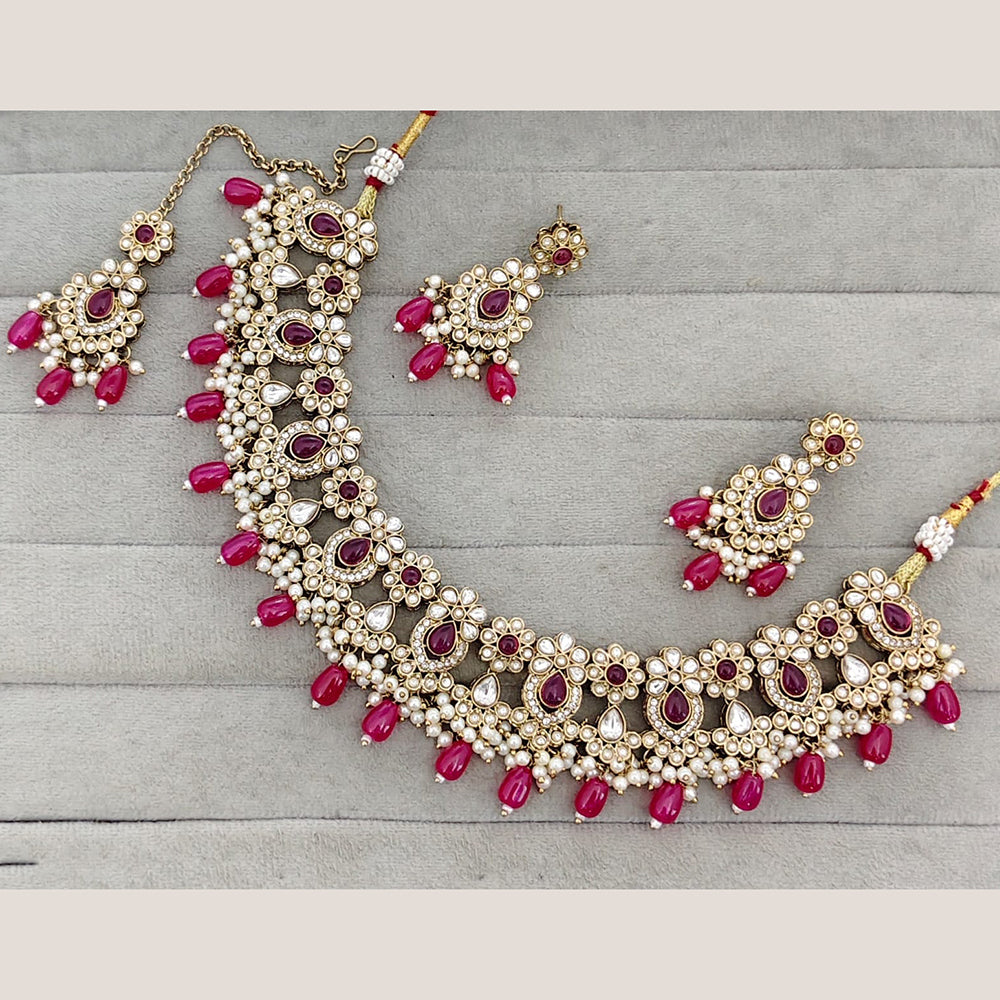 Rajwadi Collection Designer Pota Stone And Austrian Stone Beads Necklace Set