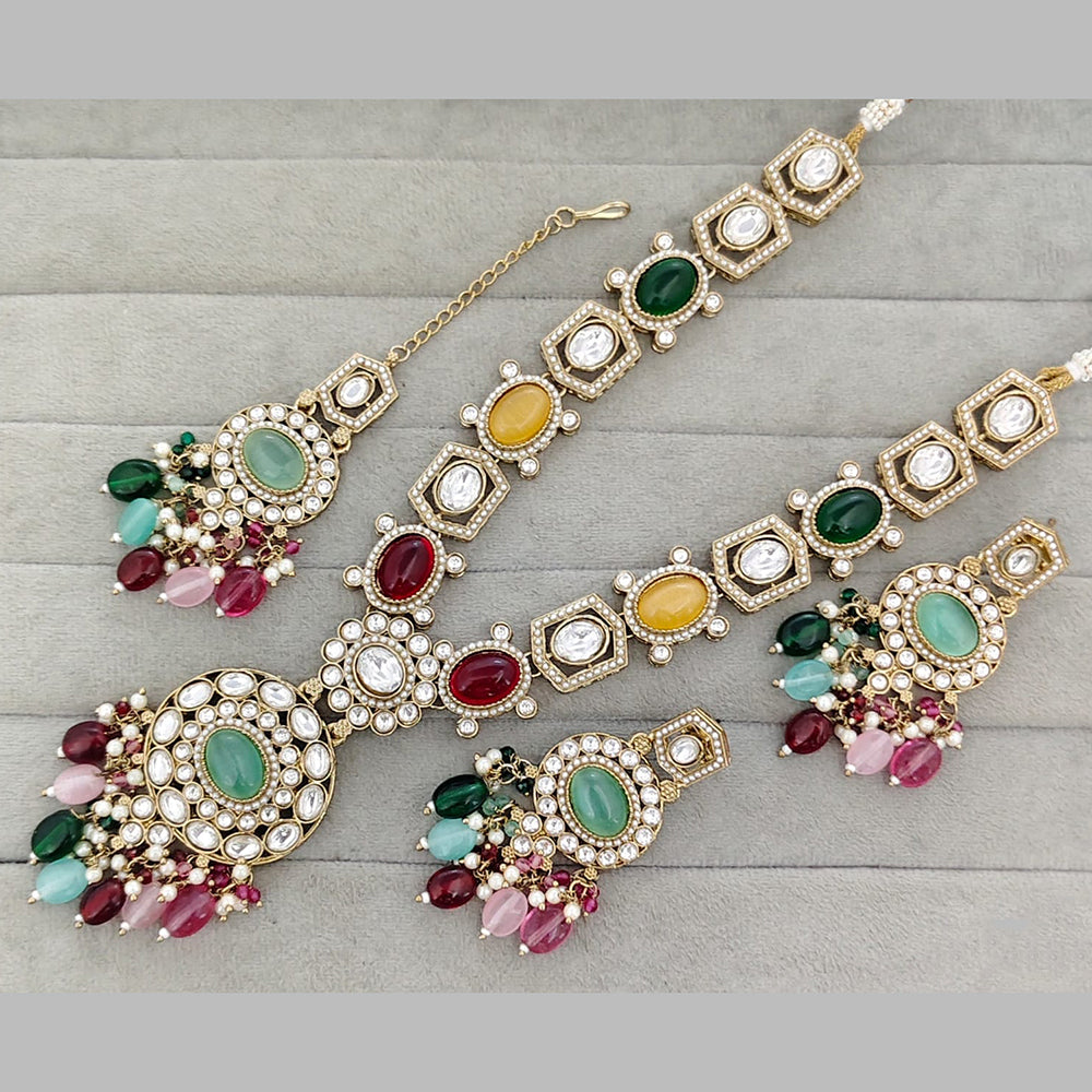 Rajwadi Collection Designer Pota Stone And Austrian Stone Beads Necklace Set