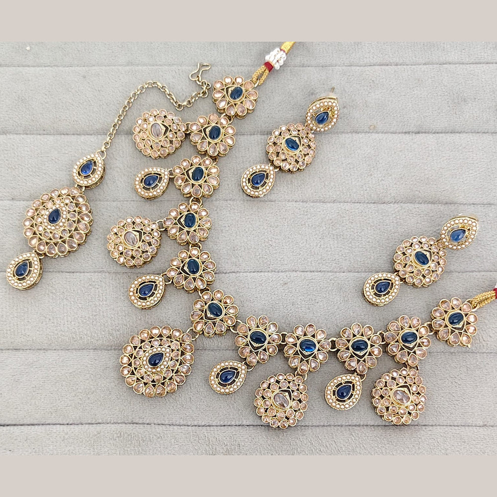 Rajwadi Collection Luxury Crystal Stone And Pearl Necklace Set