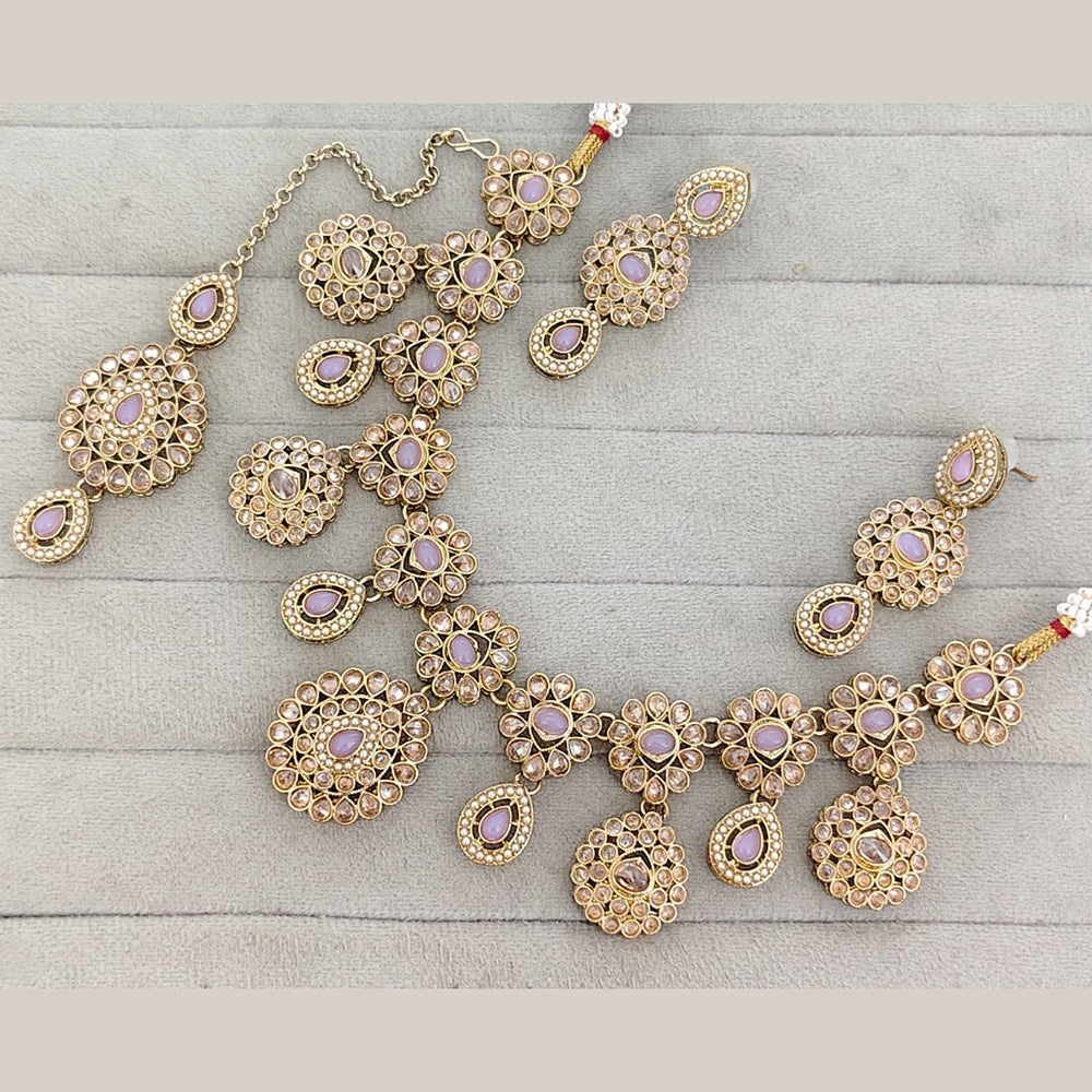 Rajwadi Collection Luxury Crystal Stone And Pearl Necklace Set