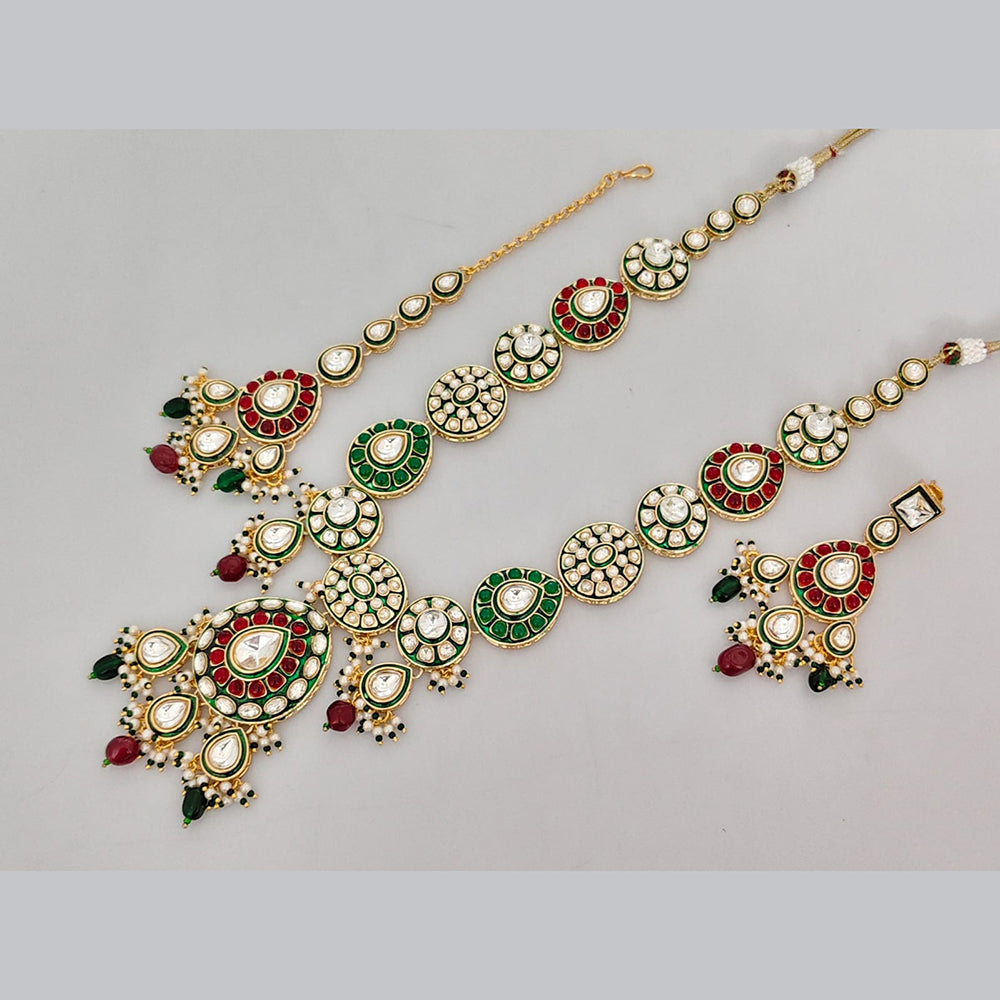 Rajwadi Collection Designer Pota Stone And Pearl Necklace Set
