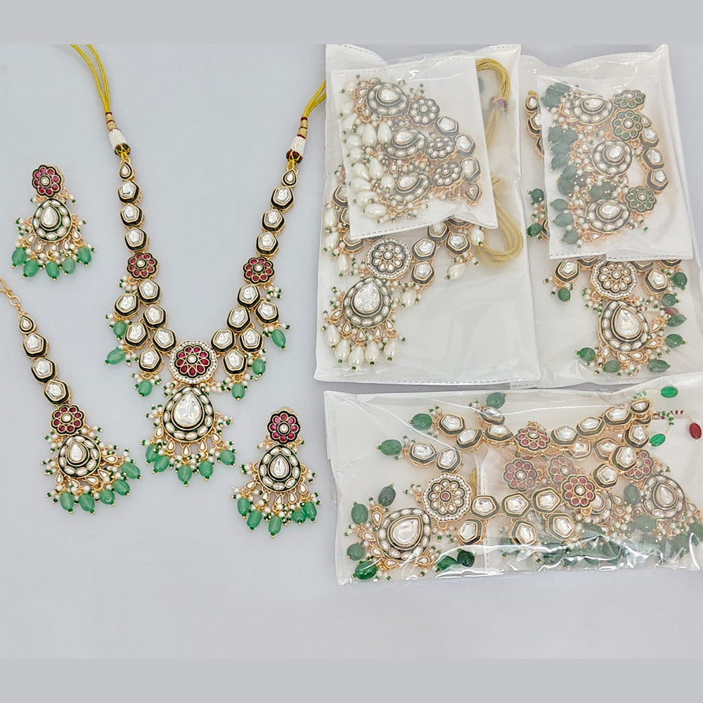 Rajwadi Collection Designer Pota Stone And Pearl Necklace Set